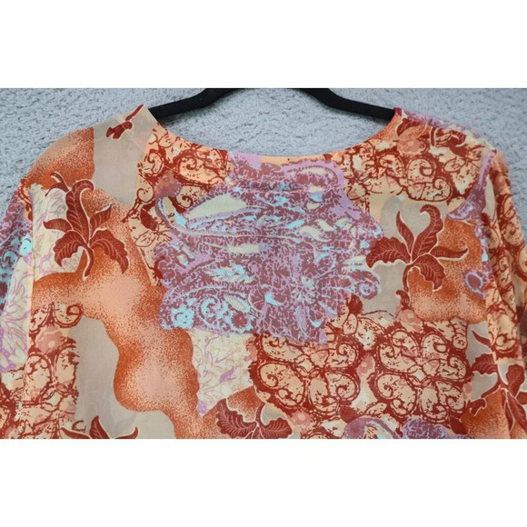 Lane Bryant 3/4 Roll Tabbed Sleeve Sheer Top-Beaded-BOHO-Size 14-16 - Picture 8 of 8